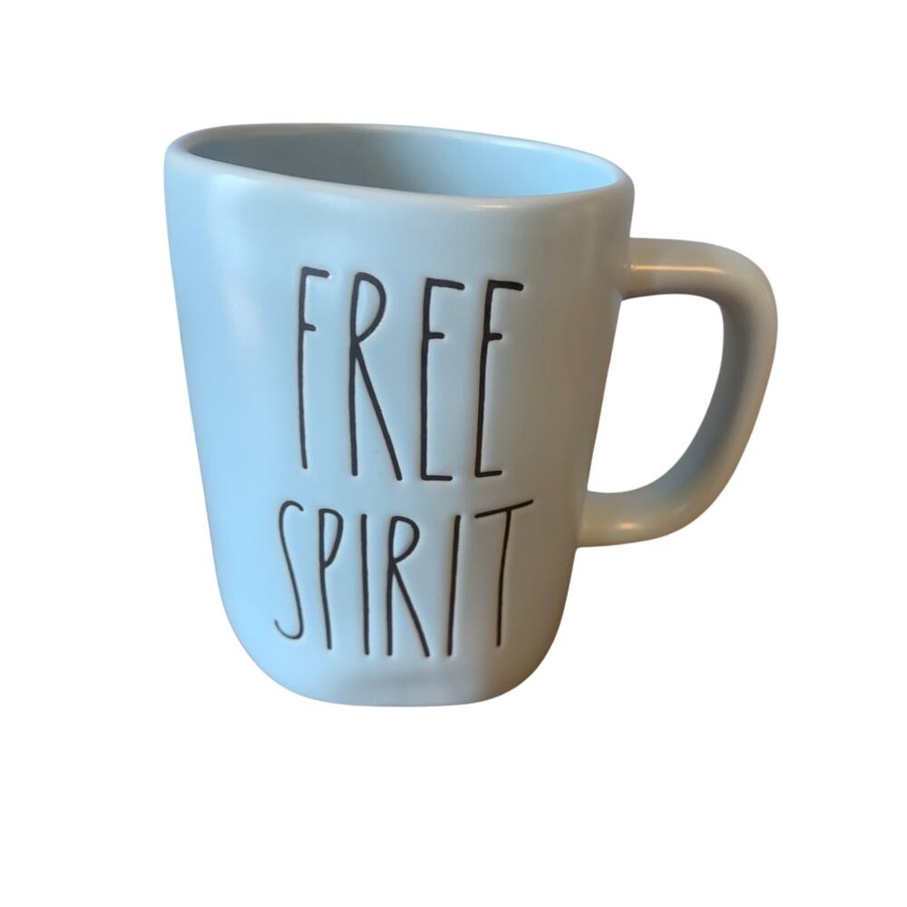 Rae Dunn Coffee Mug FREE SPIRIT Artisan Collection Sky Blue Farmhouse
